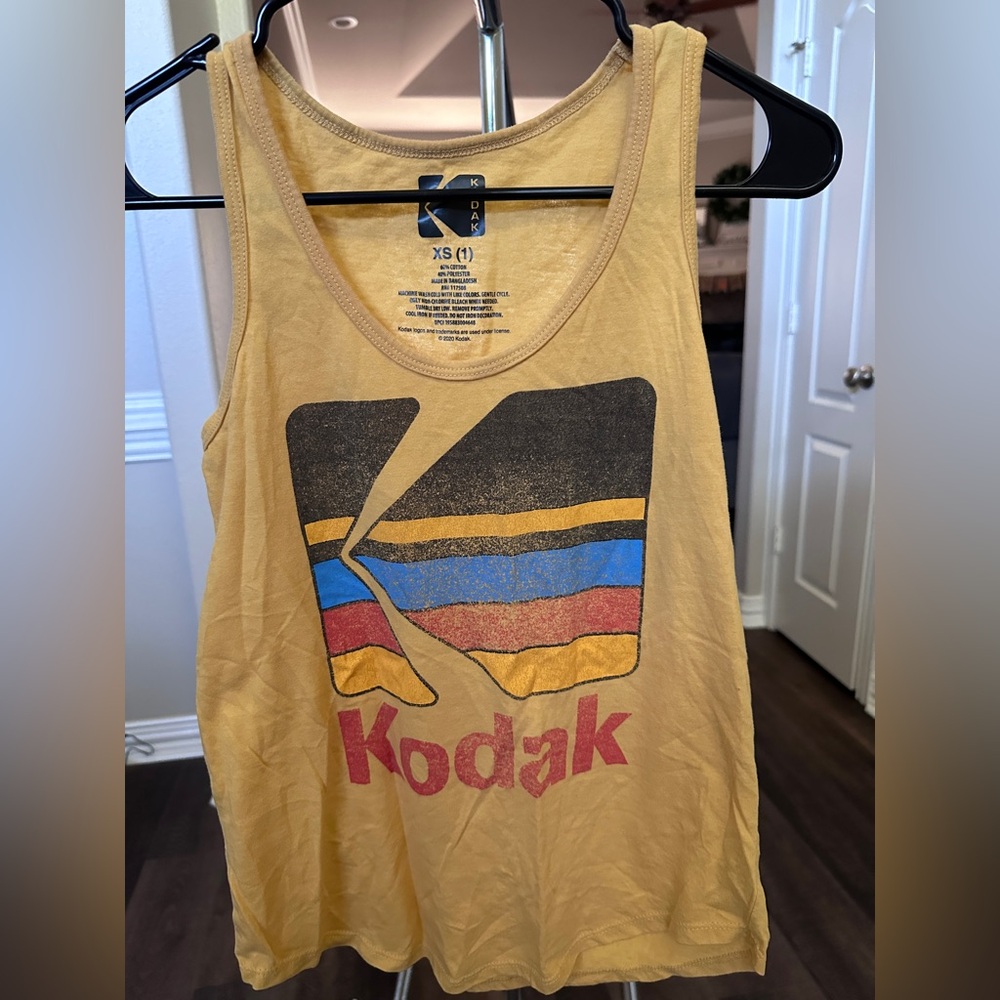 Kodak Vintage Yellow Tank Top with Graphic Logo